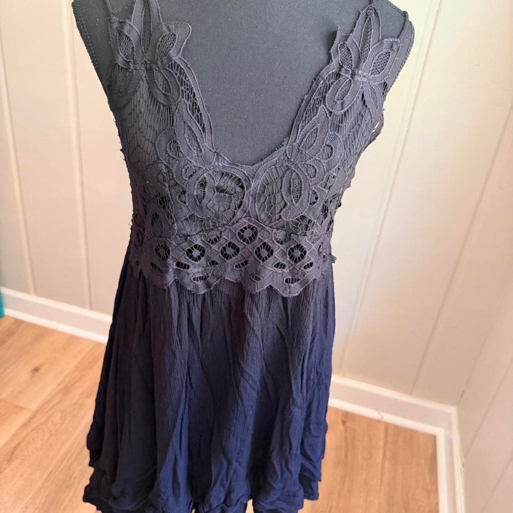 Rue21 black lace crochet babydoll dress
